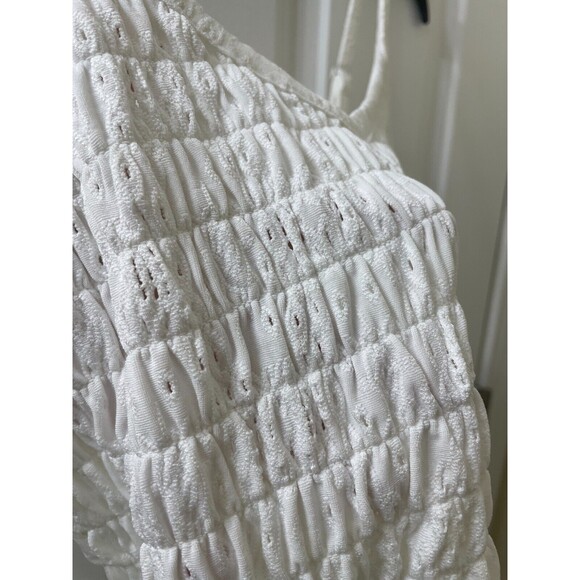 NEW Urban Romantics Women’s Spaghetti Strap OffWhite Blouse Lacey Semi Sheer L - Picture 2 of 11